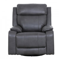 Marlow 37 in. Leather Match Swivel Glider Manual Recliner - Charcoal 
