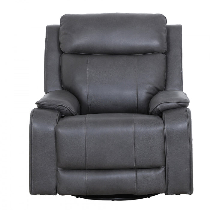 Marlow 37 in. Leather Match Swivel Glider Manual Recliner - Charcoal