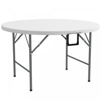 Outsunny Folding Patio Table Outdoor Hdpe Round Picnic Table For 6, White