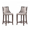 Emperor Traditional Wood Upholstered Barstool in Light Gray - Set of 2