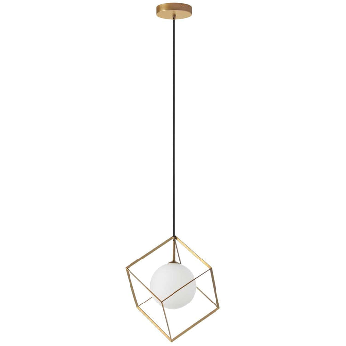 Dainolite Thomson 1 Light Pendant Gold Finish Opal White Glass Lamp