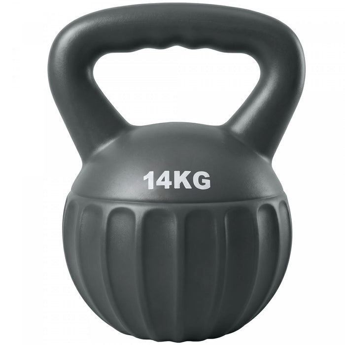 Soozier Kettlebell, 31 lbs Kettle Bell with Non-Slip Handle for Home Gym, Weight Lifting and Strength Training, Grey
