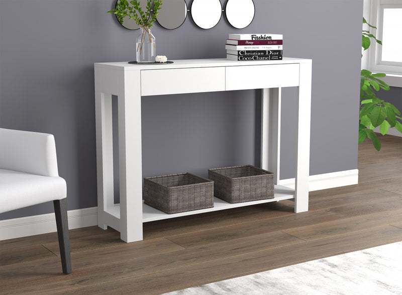 40” Console Table With 2 Drawers And Shelf - White 