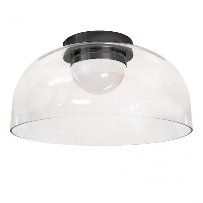 Dainolite Nadine 11.75\"dia. LED Flush Mount 10w Matte Black Clear Glass Lamp