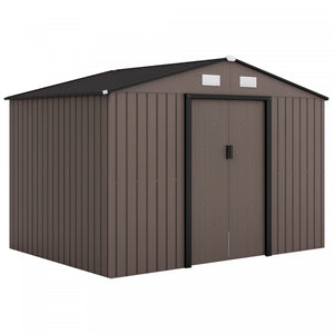 Outsunny 9.1'x 6.4' X 6.3' Garden Storage Shed W/ Steel Foundation Kit