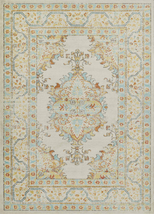 Esme Traditional 6'7\" x 9'6\" Area Rug in Ivory Indoor Area Rug