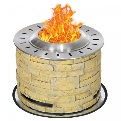 Outsunny Smokeless Fire Pit With Mat, 20" Firepit, Magnesium Oxide, Yellow|Outsunny Foyer Sans Fumee Avec Tapis, 20" Firepit, Oxyde De Magnesium