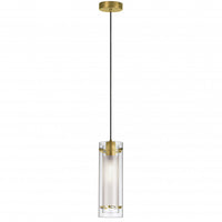 Dainolite Pasha 1 Light Pendant Aged Brass Finish Clear/Frosted Glass Lamp