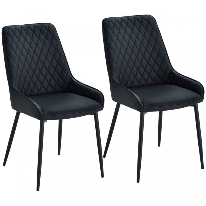 HOMCOM Dining Chairs Set of 2, PU Leather Kitchen Chairs with Steel Legs