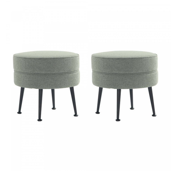 Bailey Mid-Century Modern Upholstered Accent Ottoman in Sage Green - Set of 2