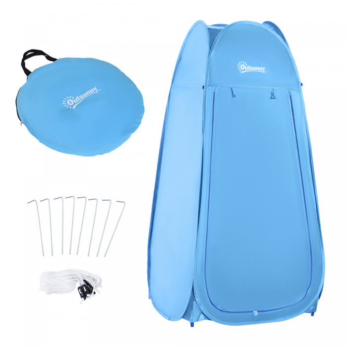 Outsunny Pop Up Shower Tent Portable Dressing Changing Room Privacy Shelter Tents For Outdoor Camping Beach Toilet And Indoor Photo Shoot W/ Carrying Bag, Blue