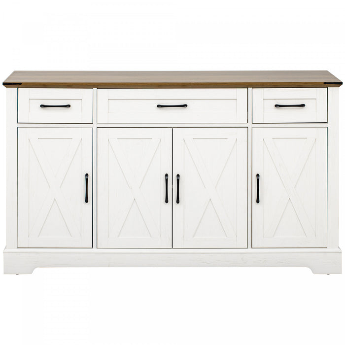 Ryan 55\" Adjustable Storage Buffet Cabinet With Door Shelves And Coffee Bar Station - White