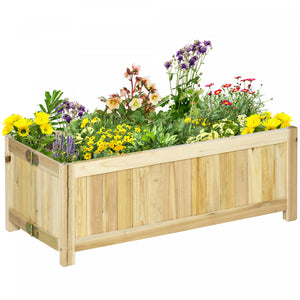 Outsunny 28'' X 12'' Foldable Raised Garden Bed, Elevated Planter Box, Wooden Planting Bed For Backyard, Patio To Grow Vegetables, Herbs, And Flowers