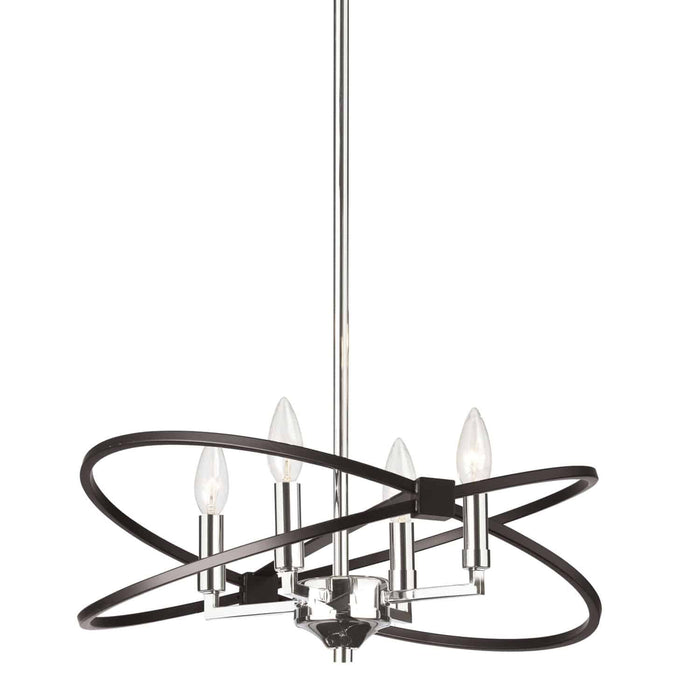 Dainolite Paloma 4 Light Chandelier Polished Chrome And Matte Black Finish Lamp