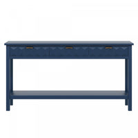 Oliver 60'' Fir Veneer Entryway Table with Honeycomb Design and Drawers, Navy Blue Sofa Table