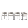 Augusta Modern Metal Vegan Leather Dining Chair in Light Gray - Set of 4
