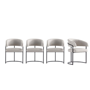Augusta Modern Metal Vegan Leather Dining Chair in Light Gray - Set of 4