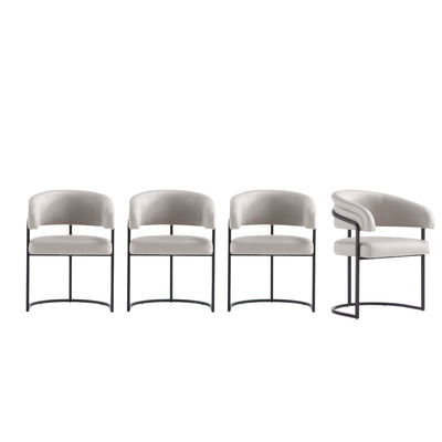 Augusta Modern Metal Vegan Leather Dining Chair in Light Gray - Set of 4 | Chaise de salle a manger Augusta moderne en metal et cuir vegetalien, gris clair - Lot de 4