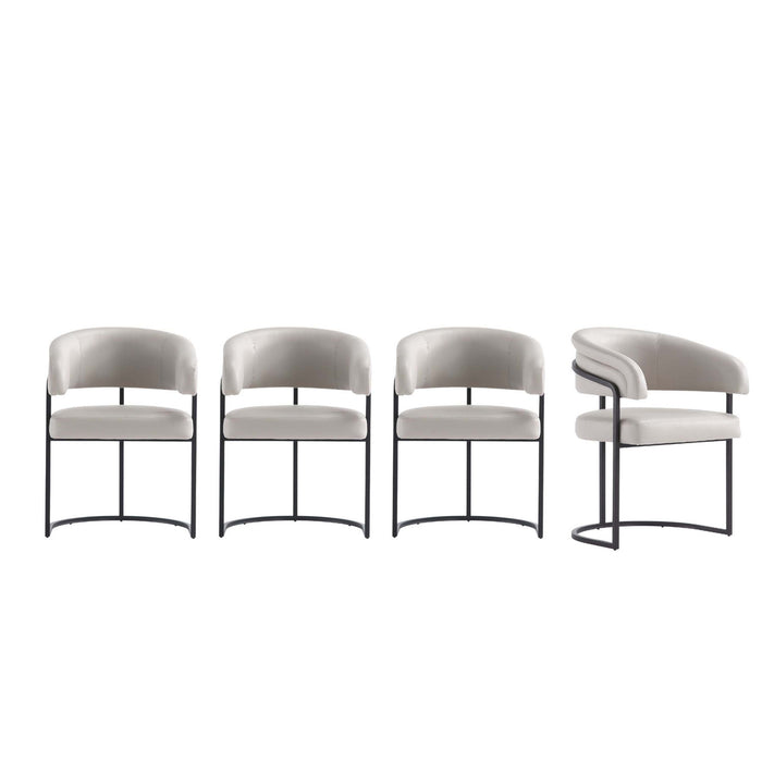 Augusta Modern Metal Vegan Leather Dining Chair in Light Gray - Set of 4