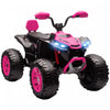 Qaba 24v Kids Atv, 2-seater Ride On Car For Kids, Battery Powered Electric Quad With 4 Suspension Wheels, High/low Speeds, Music, Headlights, For Boys And Girls, Pink