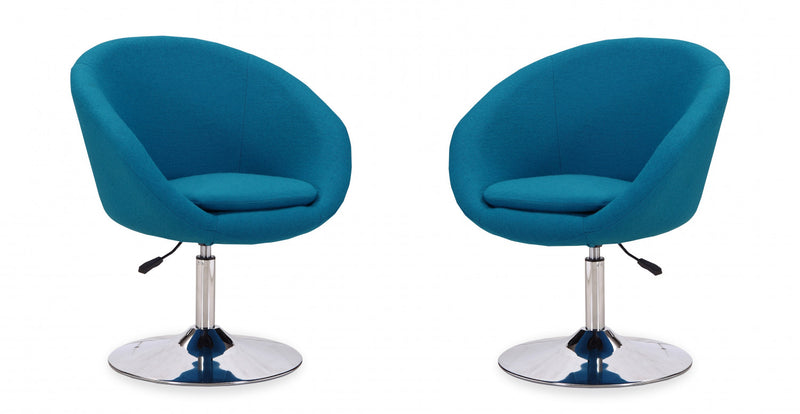 Hopper Modern Upholstered Swivel Lounge Chair in Blue - Set of 2 Accent Chair