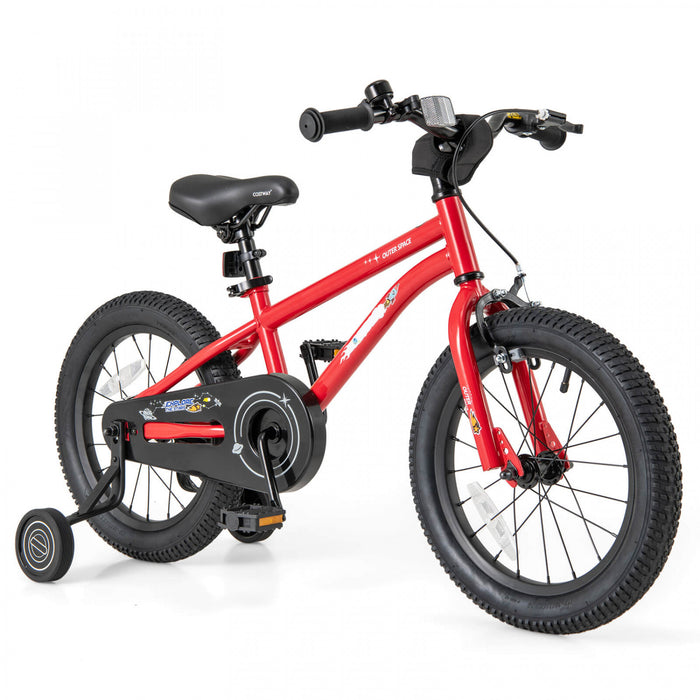 Costway 16-inch Kid's Bike For 4-7 Years Old With Adjustable Saddle & Anti-slip Handlebar Red