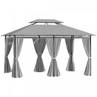 Outsunny 10' X 13' Patio Gazebo, Outdoor 2-tiers Garden Canopy Yard Sunshade Shelter With Curtains,