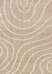 Fairmont Taupe Cream Curved Lines Rug, 5'3