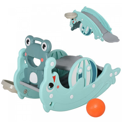 Qaba 3-in-1 Kids Slide And Rocking Horse Dual-use Children Activity Equipment Portable Slide Indoor |Qaba 3-en-1 Toboggan Pour Enfants Et Cheval A Bascule A Double Usage Equipement D'activite Pour Enfa