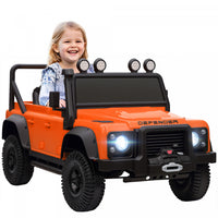 Qaba Land Rover Licensed Electric Car For Kids, 12v 7ah Battery Powered Ride On Truck With Remote Control, Spring Suspension, 3 Speeds Electric Vehicle For Age 3-5, Orange