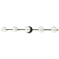 Dainolite Sofia 5 Light Vanity Light Matte Black/Aged Brass White Opal Glass Lamp