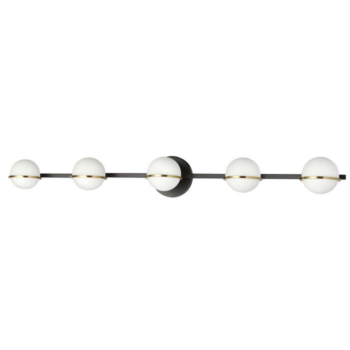Dainolite Sofia 5 Light Vanity Light Matte Black/Aged Brass White Opal Glass Lamp