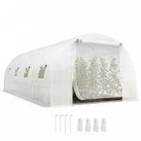 Outsunny Walk-in Tunnel Greenhouse Plant Hot House with Support Rods, White