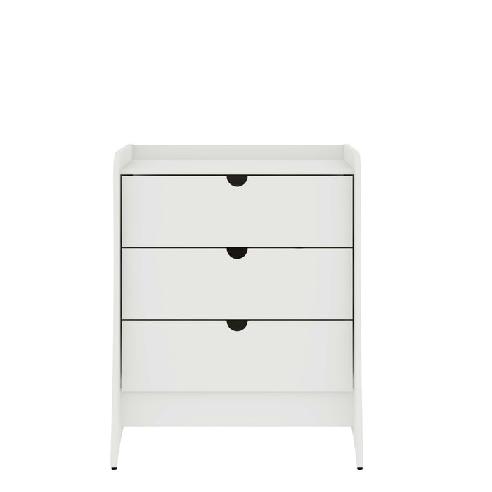 Coney Mid-Century Modern 28\" Nightstand in White (3-Drawer)