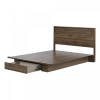 Tao Platform Bed And Headboard Set Natural Walnut - South Shore Queen Bed