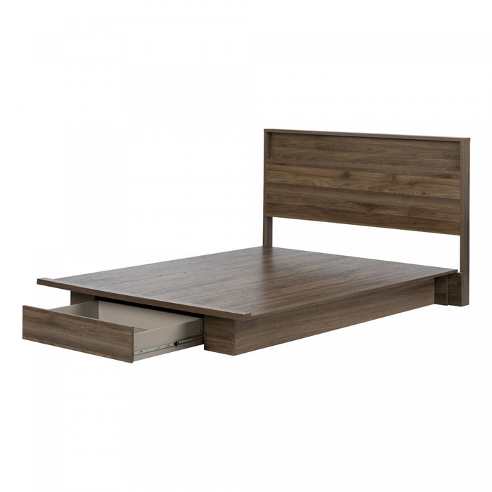Tao Platform Bed And Headboard Set Natural Walnut - South Shore