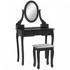 HOMCOM Wooden Vanity Table Set, Makeup Table with 360° Rotating Mirror