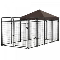 Pawhut Dog Kennel Outdoor With Waterproof Canopy, Dog Run With Galvanized Chain Link, Secure Lock, F