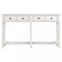 Phyllis Solid Wood Console Table With Drawers And Bottom Shelf - Ivory White