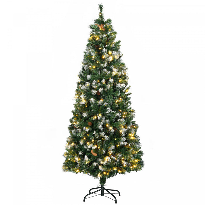 Homcom 6' Skinny Prelit Artificial Christmas Tree With Snow-dipped Tips