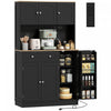 HOMCOM 68\" Pantry Cabinet, Kitchen Cupboard with Charging Station, Black