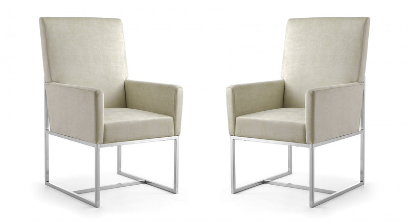 Element Modern Velvet Metal Dining Chair in Champagne - Set of 2