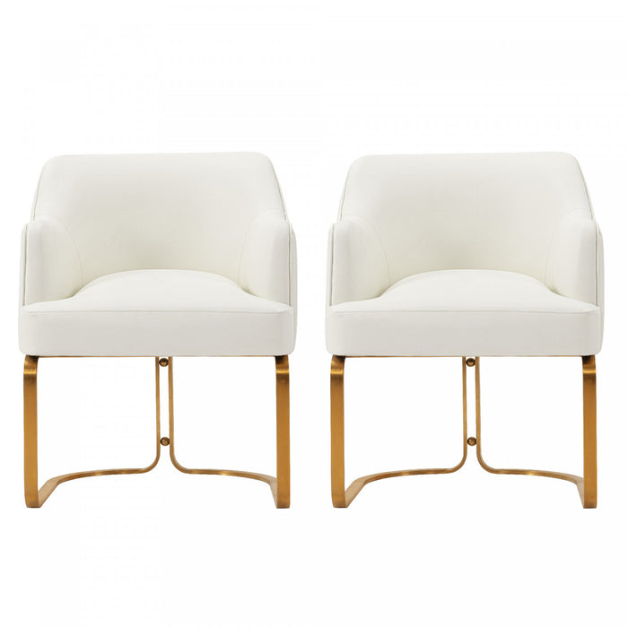 Raya Modern Wood Vegan Leather Dining Chair in Ivory - Set of 2