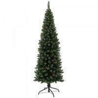 HOMCOM 6ft Artificial Pencil Christmas Tree w/ 618 Branches and Metal Base