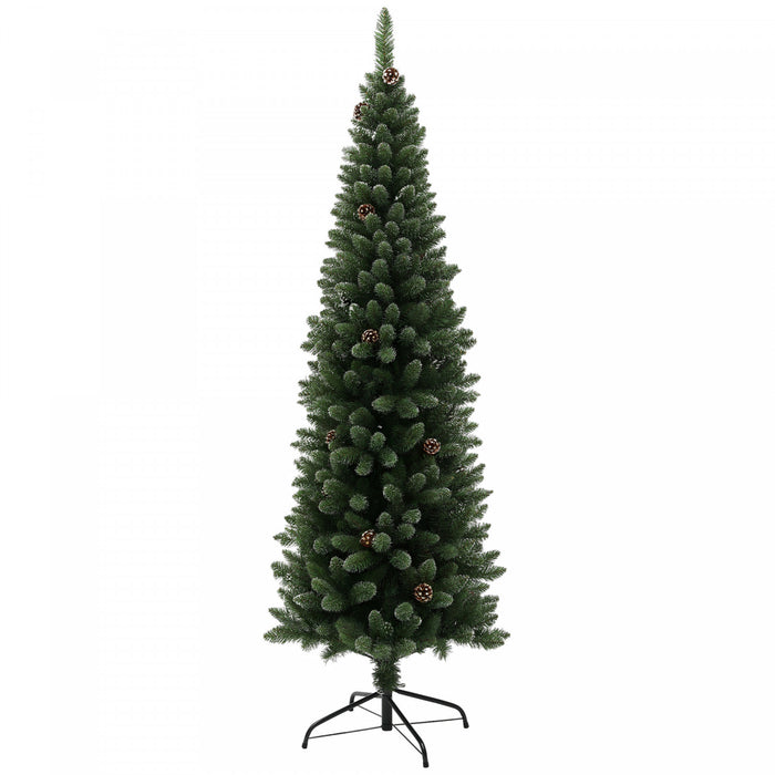 HOMCOM 6ft Artificial Pencil Christmas Tree w/ 618 Branches and Metal Base