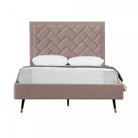 Crosby Modern Upholstered Velvet Full Bed in Blush