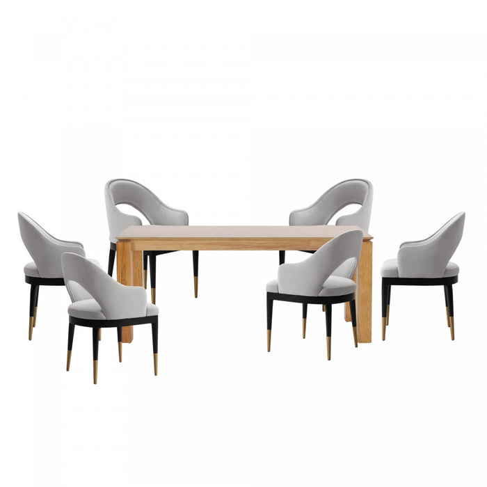 Carrington and Rockaway Modern Industry Chic 7-Piece Dining Set in Light Gray and Natural