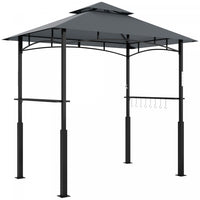 Outsunny 8' X 5' Grill Gazebo, Bbq Shelter With Led Light, Dark Grey