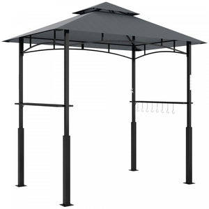 Outsunny 8' X 5' Grill Gazebo, Bbq Shelter With Led Light, Dark Grey