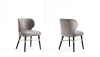 Strine Modern Wood Upholstered Dining Chair in Dark Taupe - Set of 2
